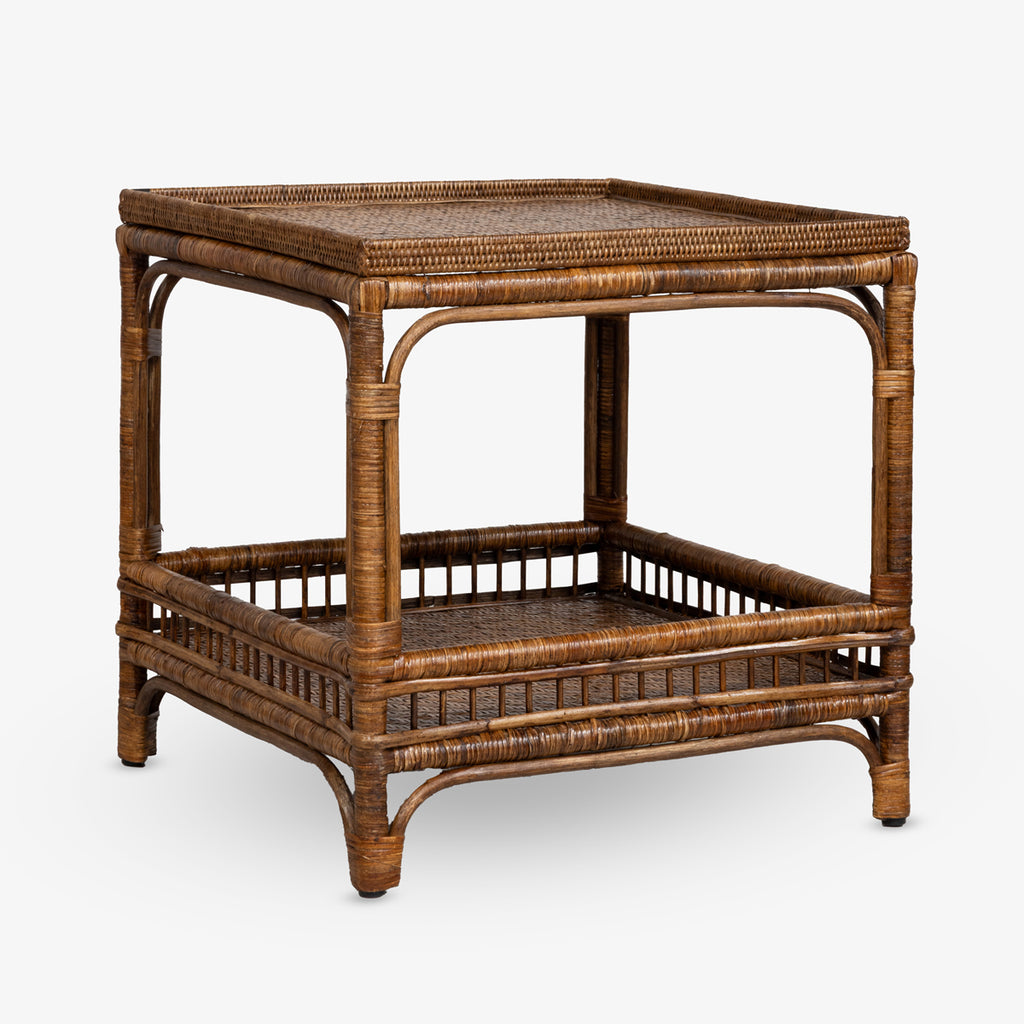 Panama Rattan Square Side Table (Brown)
