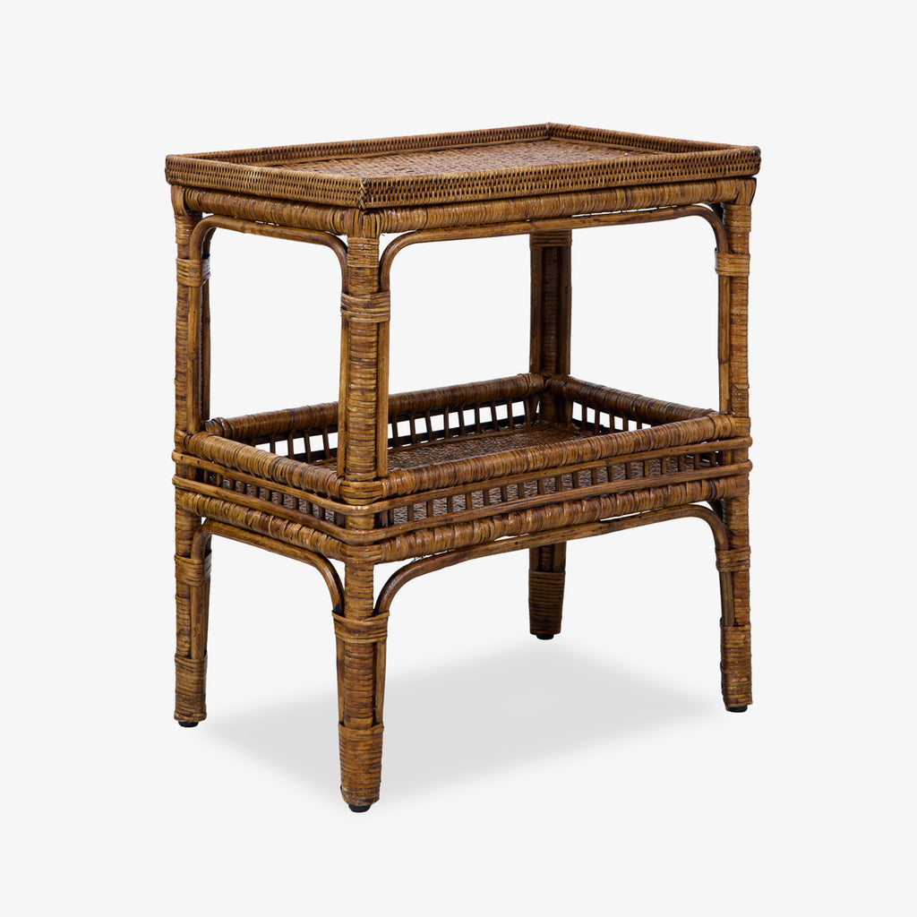 Panama Rattan Side Table (Brown) | Handcrafted Woven Accent Tables