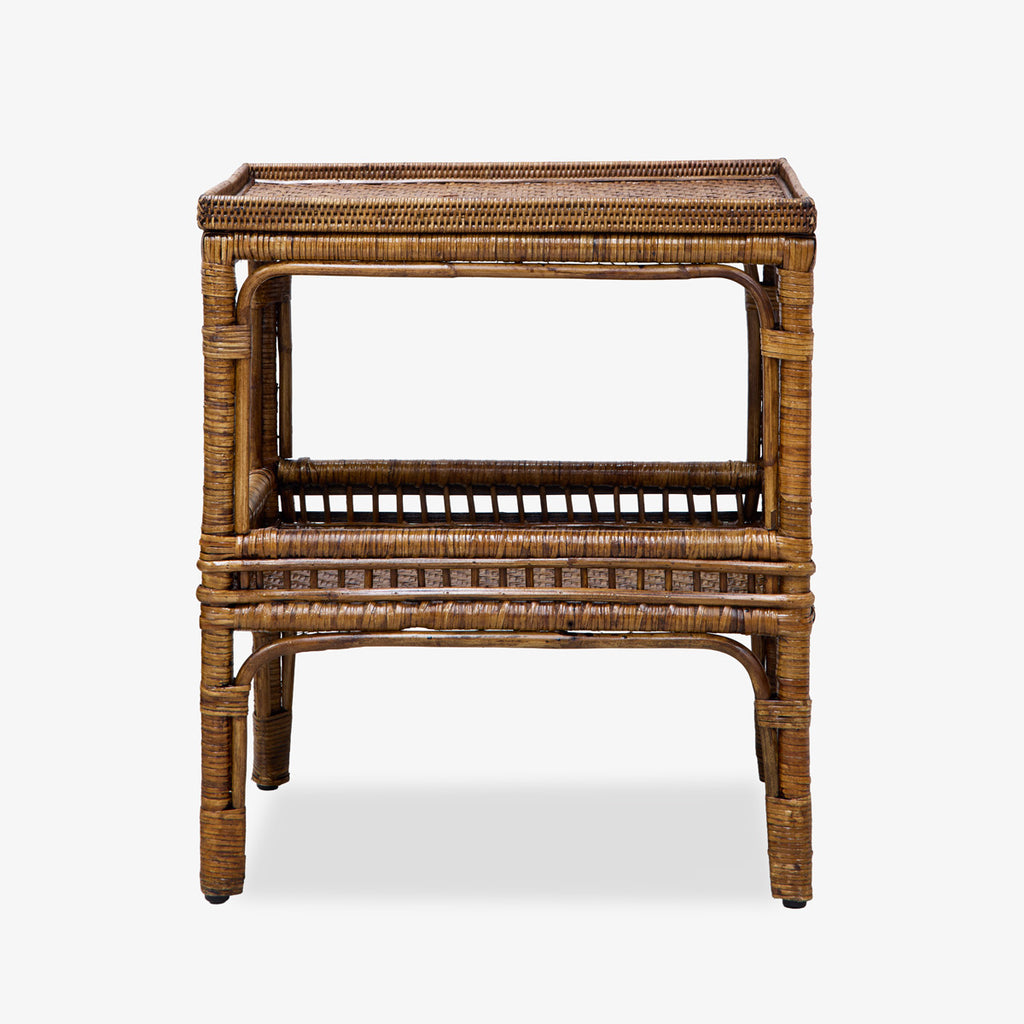 Panama Rattan Side Table (Brown) Front View