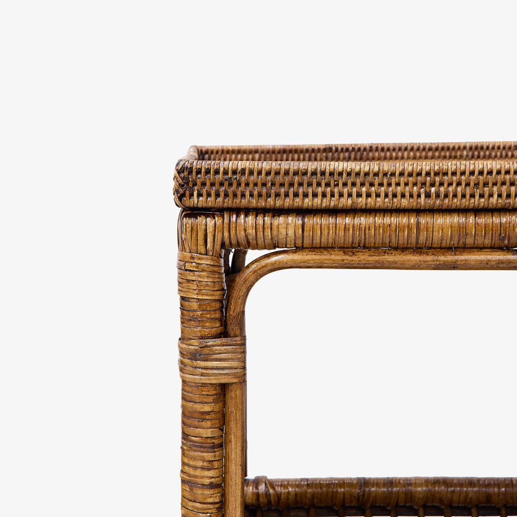 Panama Rattan Side Table (Brown) Close Up