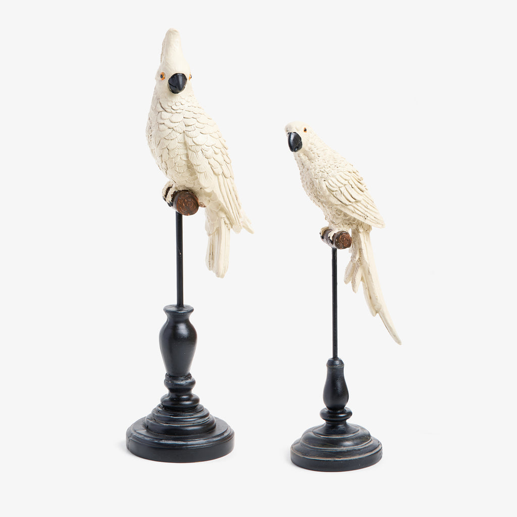 Parrot On Stand Sculptures (White) Group Shot