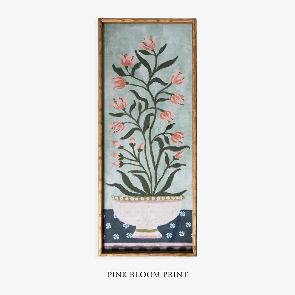 Pink Bloom Print In Bamboo Frame Title