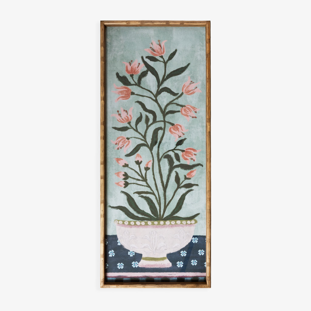 Pink Bloom Print In Bamboo Frame Front View