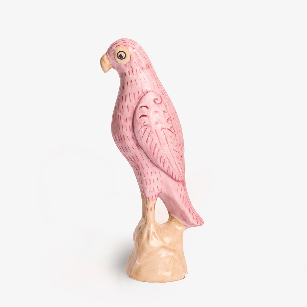 Ceramic Pink Parrot Statue 