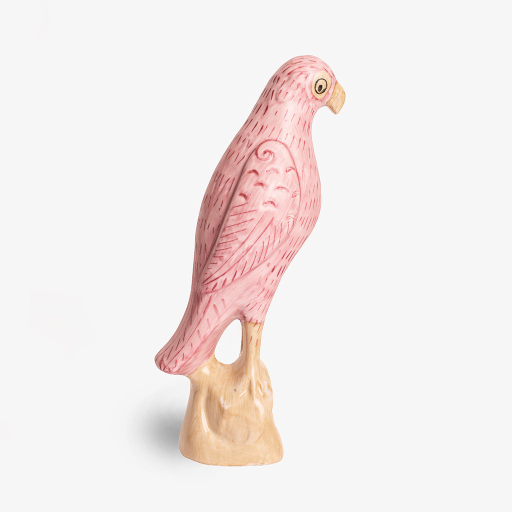 Ceramic Pink Parrot Statue  Back View