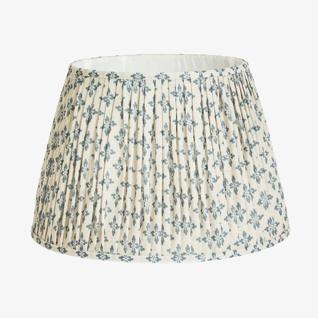 Pleated Blue & White Lamp Shade Front View