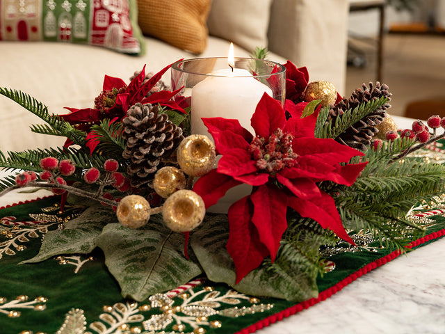 Poinsettia Candle Holder Red