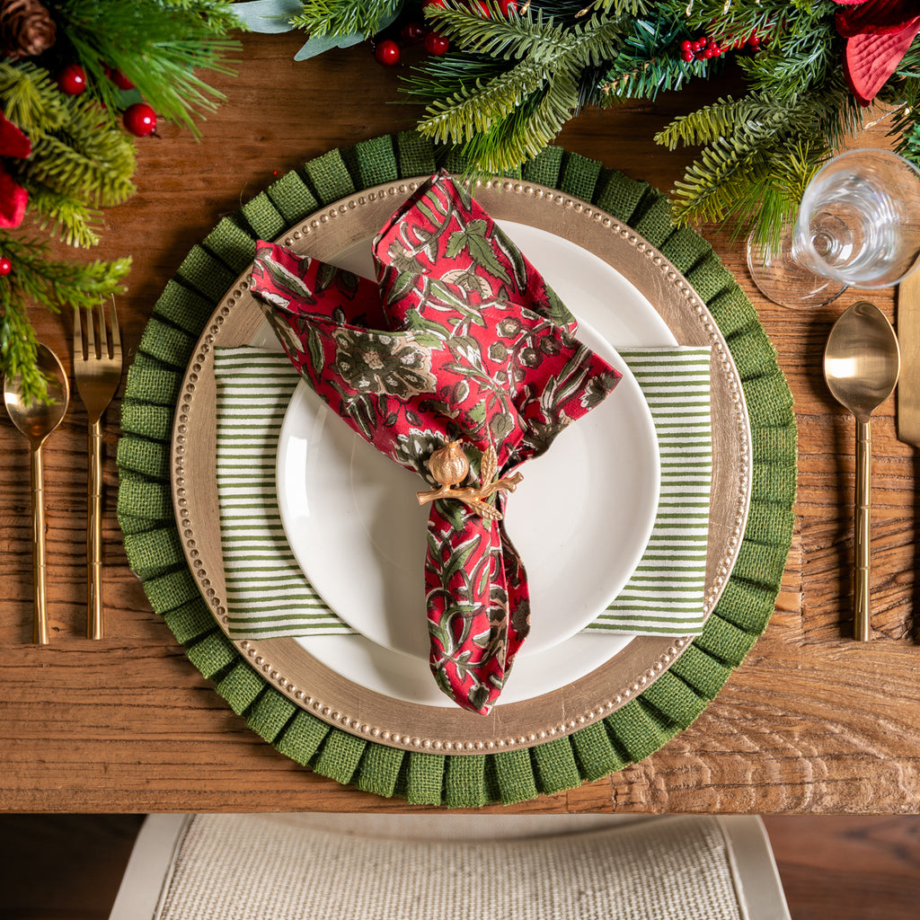 Pomegranate Napkin Rings Gold (Set of 4) Styled on Christmas Dining Table