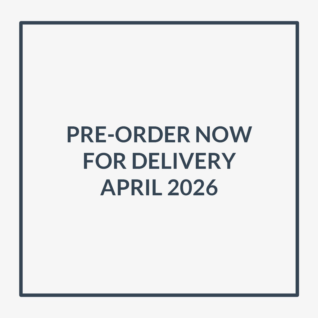 Text 'Pre-order now for delivery April 2026' on a white background