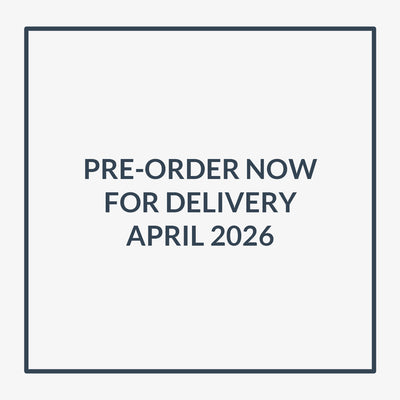 Text 'Pre-order now for delivery April 2026' on a white background