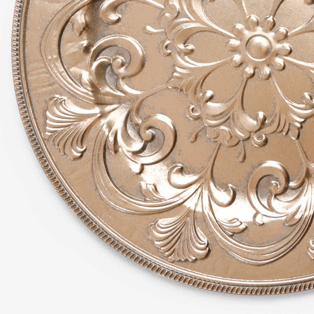 Pressed Metal Gold Charger 33cm Close Up