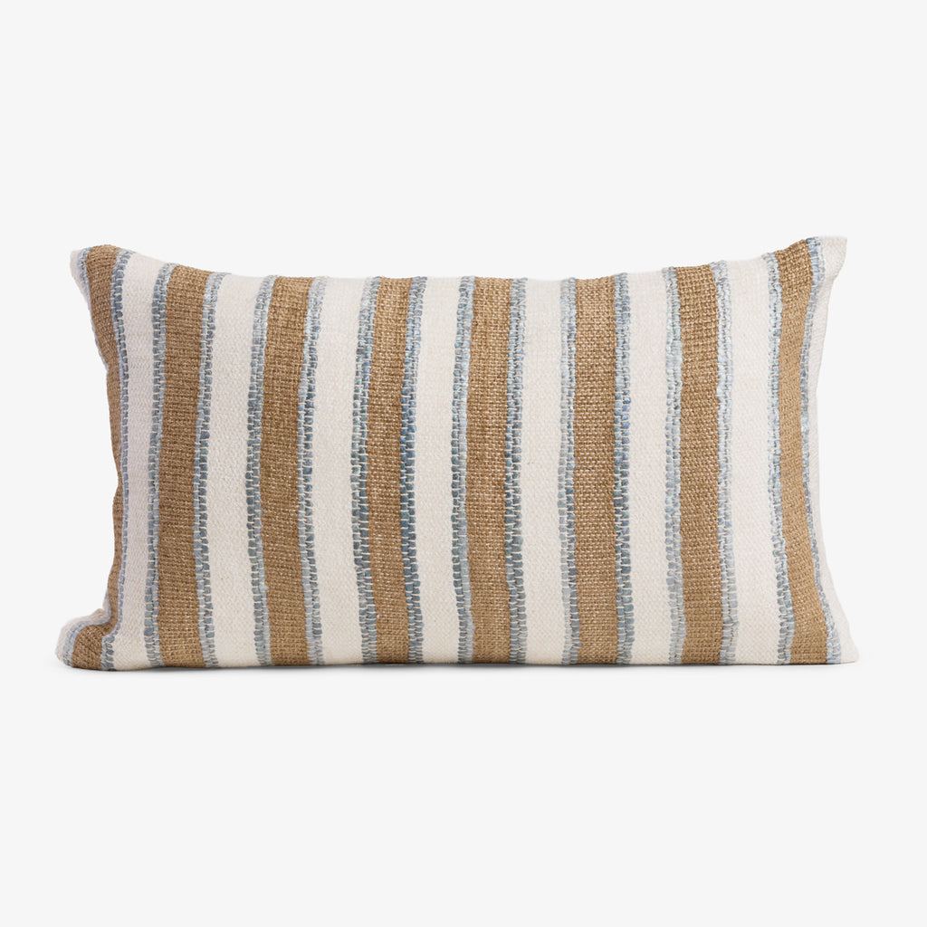 Dune Natural & Light Blue Stripe Cushion Cover (Rectangular) Front View
