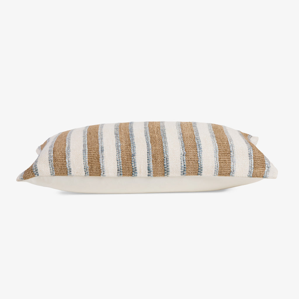 Dune Natural & Light Blue Stripe Cushion Cover (Rectangular) Side View