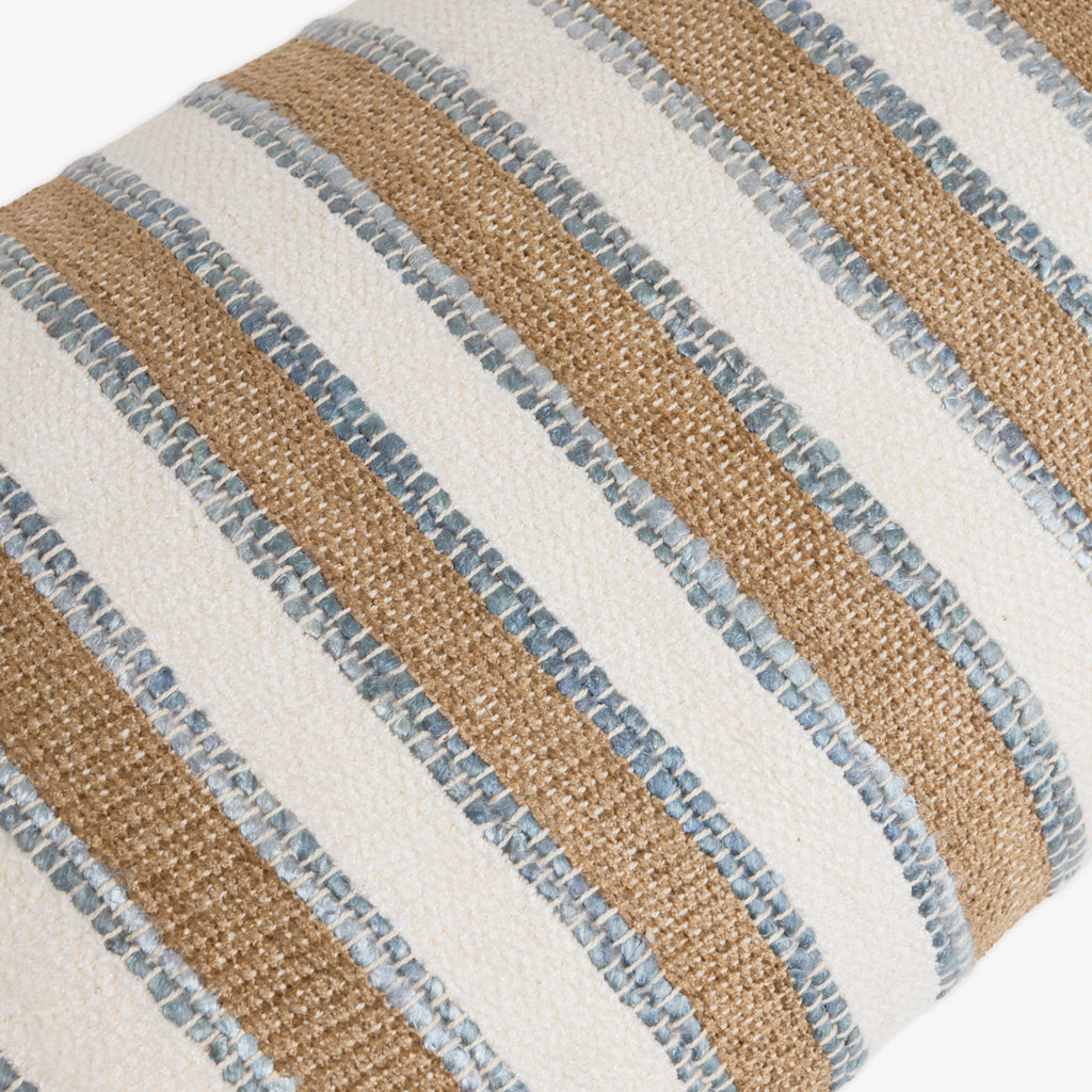 Dune Natural & Light Blue Stripe Cushion Cover (Rectangular) Close Up