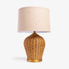 Rattan & Gold Lamp with Shade