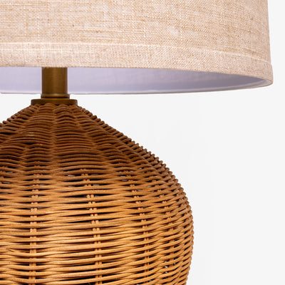 Rattan & Gold Lamp with Shade Base Detail