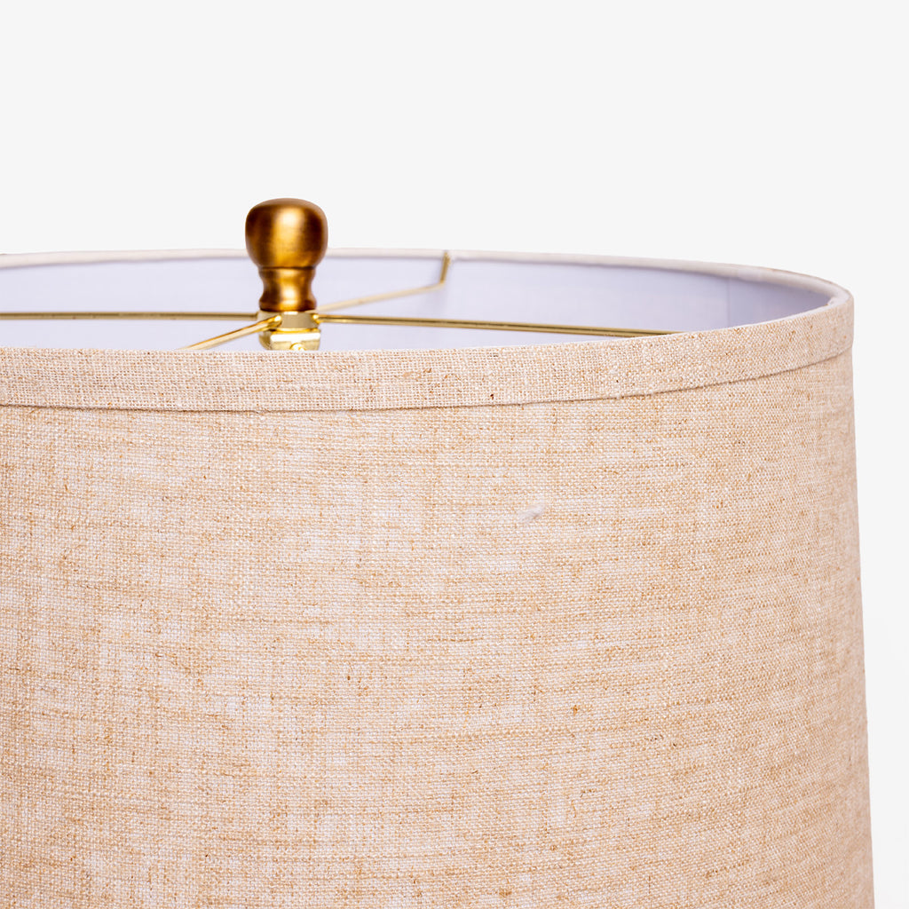 Rattan & Gold Lamp with Shade Detail