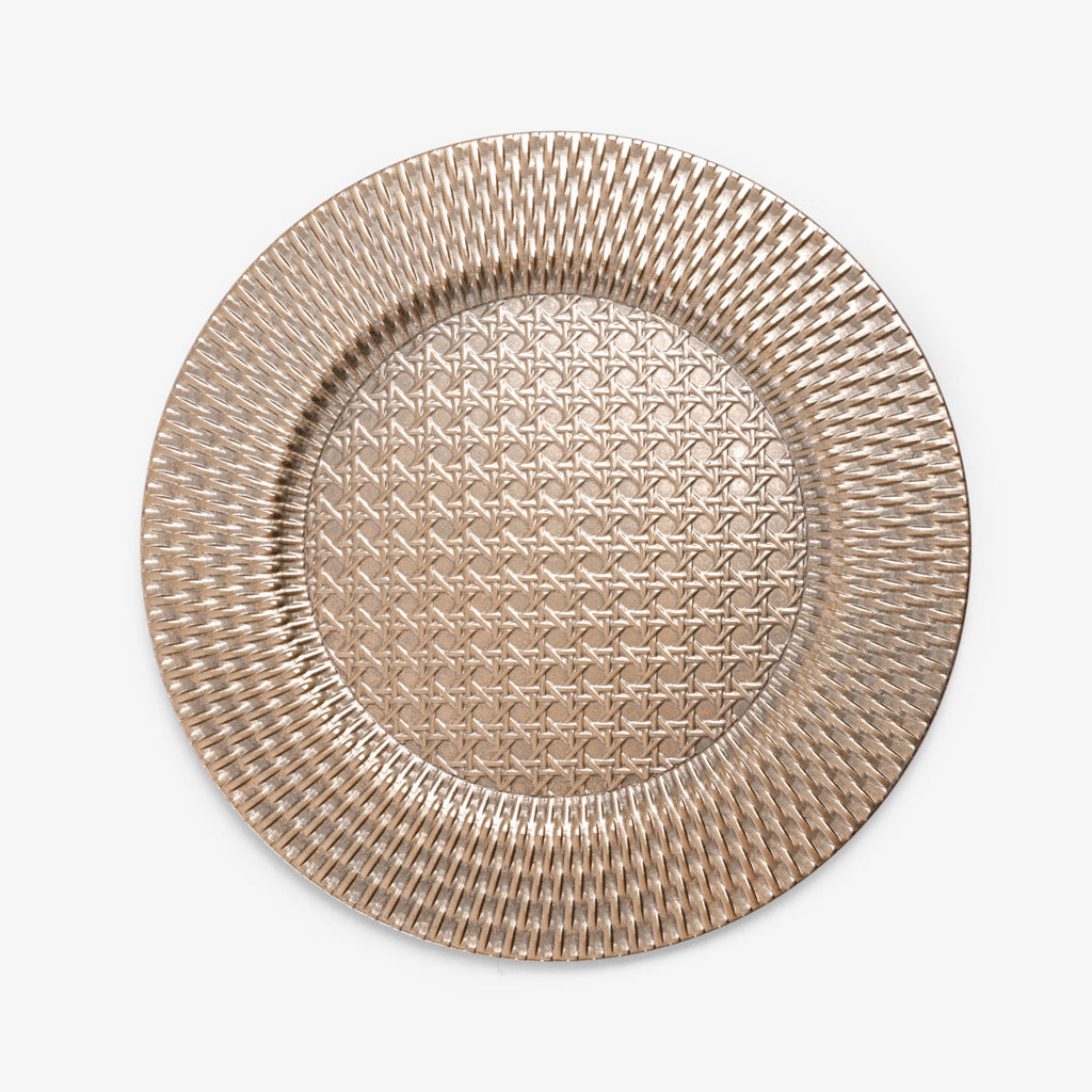 Rattan Look Gold Charger 33cm Top Down