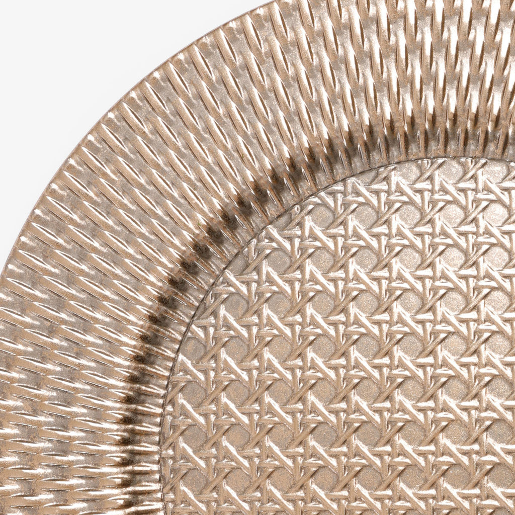 Rattan Look Gold Charger 33cm Close Up