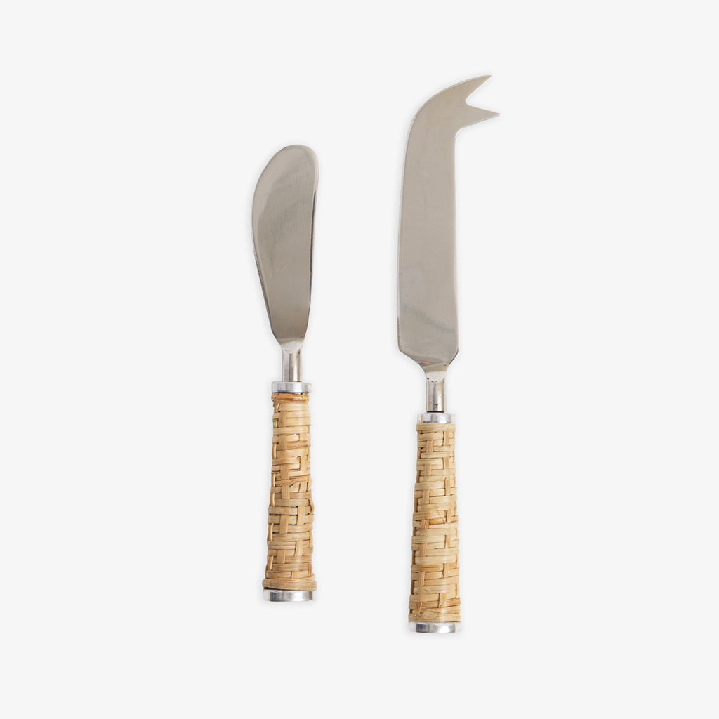 Rattan Pate & Cheese Knives Front View