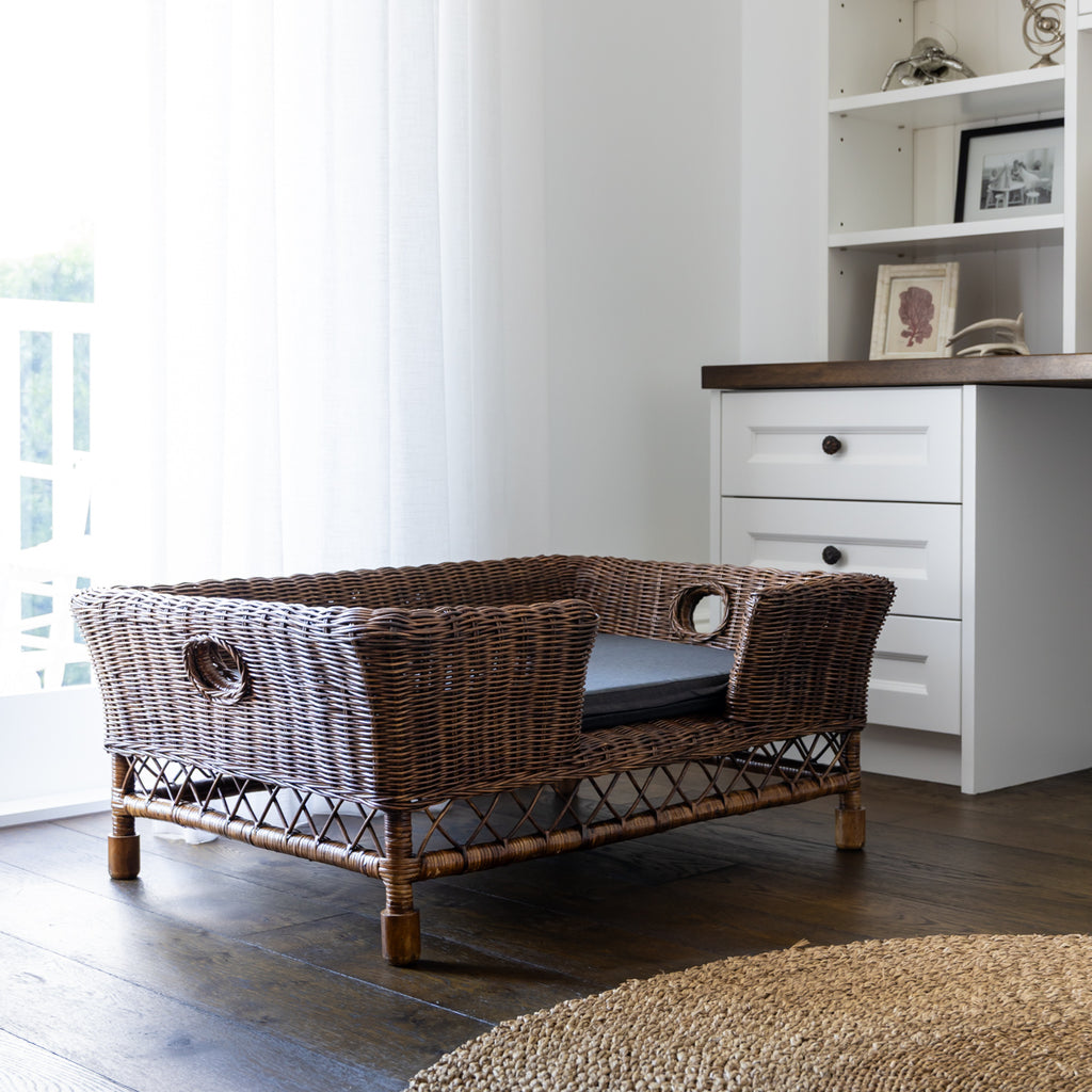 Rattan Pet Beds Brown Styled Inside Near Window