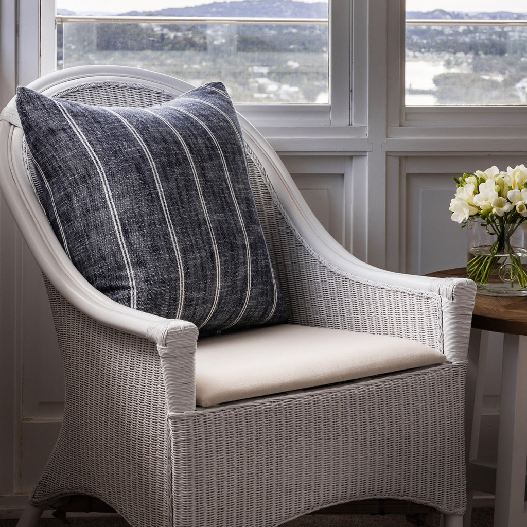 Rattan Rangoon Armchair White Styled With Mica Cushion