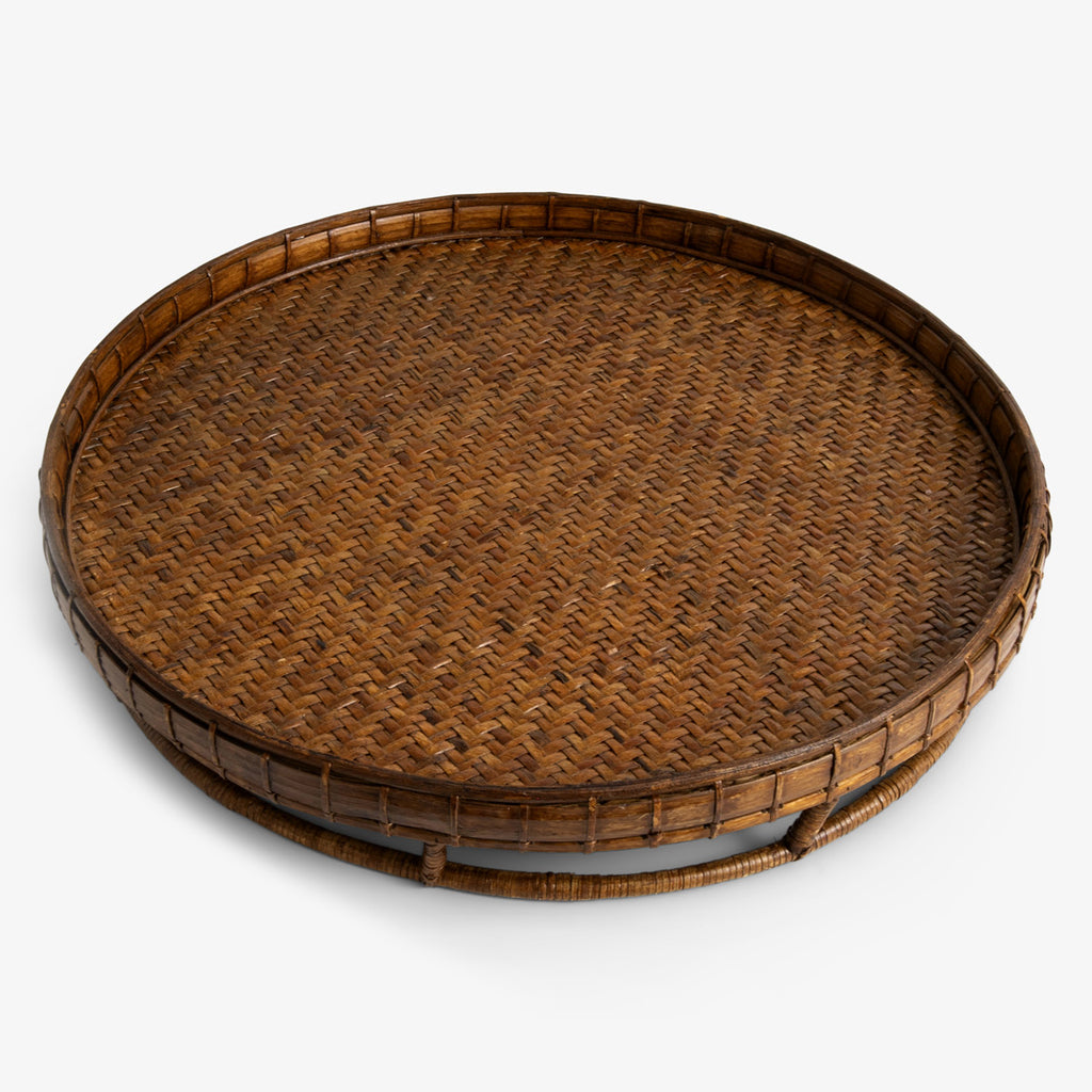 Rattan Rice Tray Round Brown Front