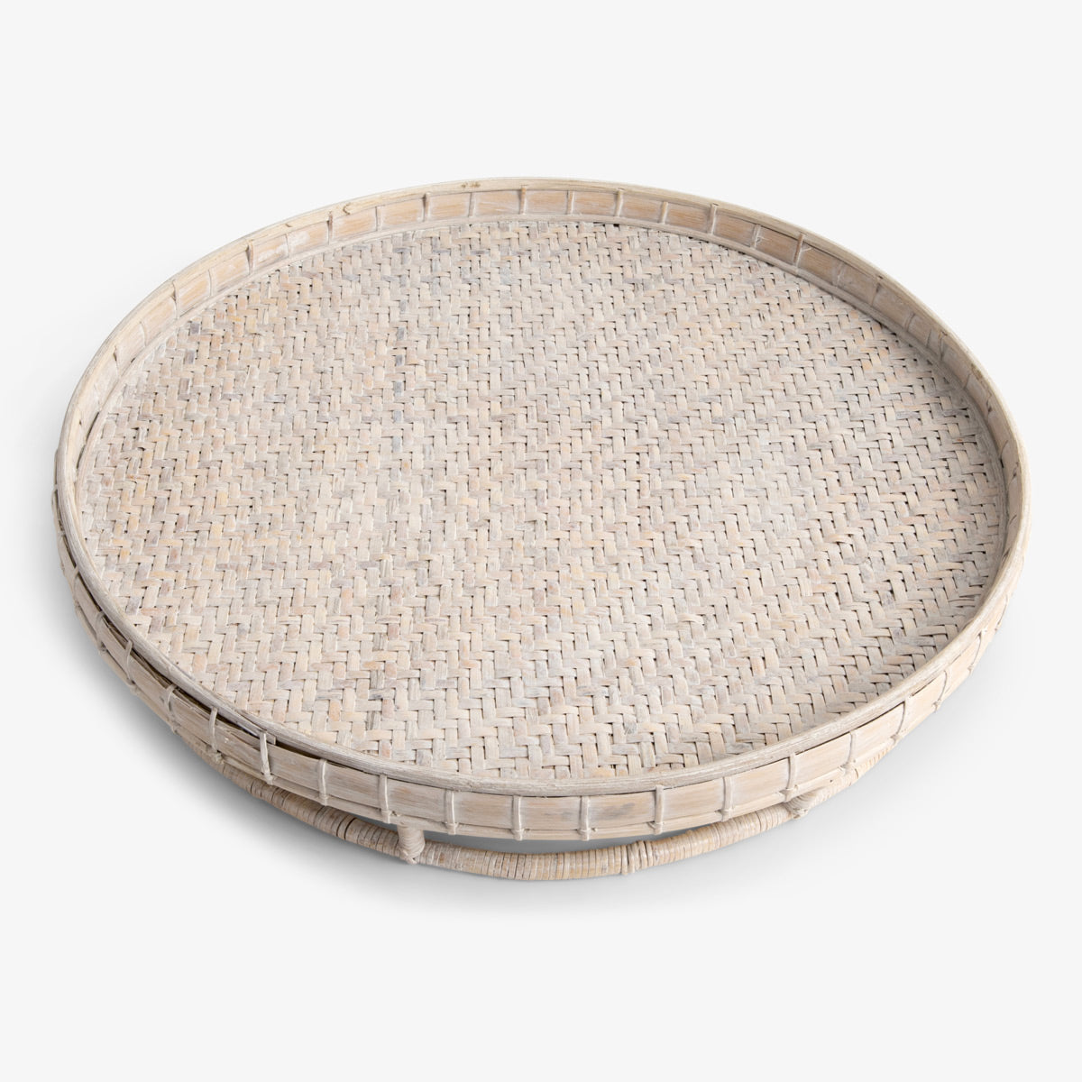 Medium Rice Tray Rattan Rice Tray Round (White Washed)