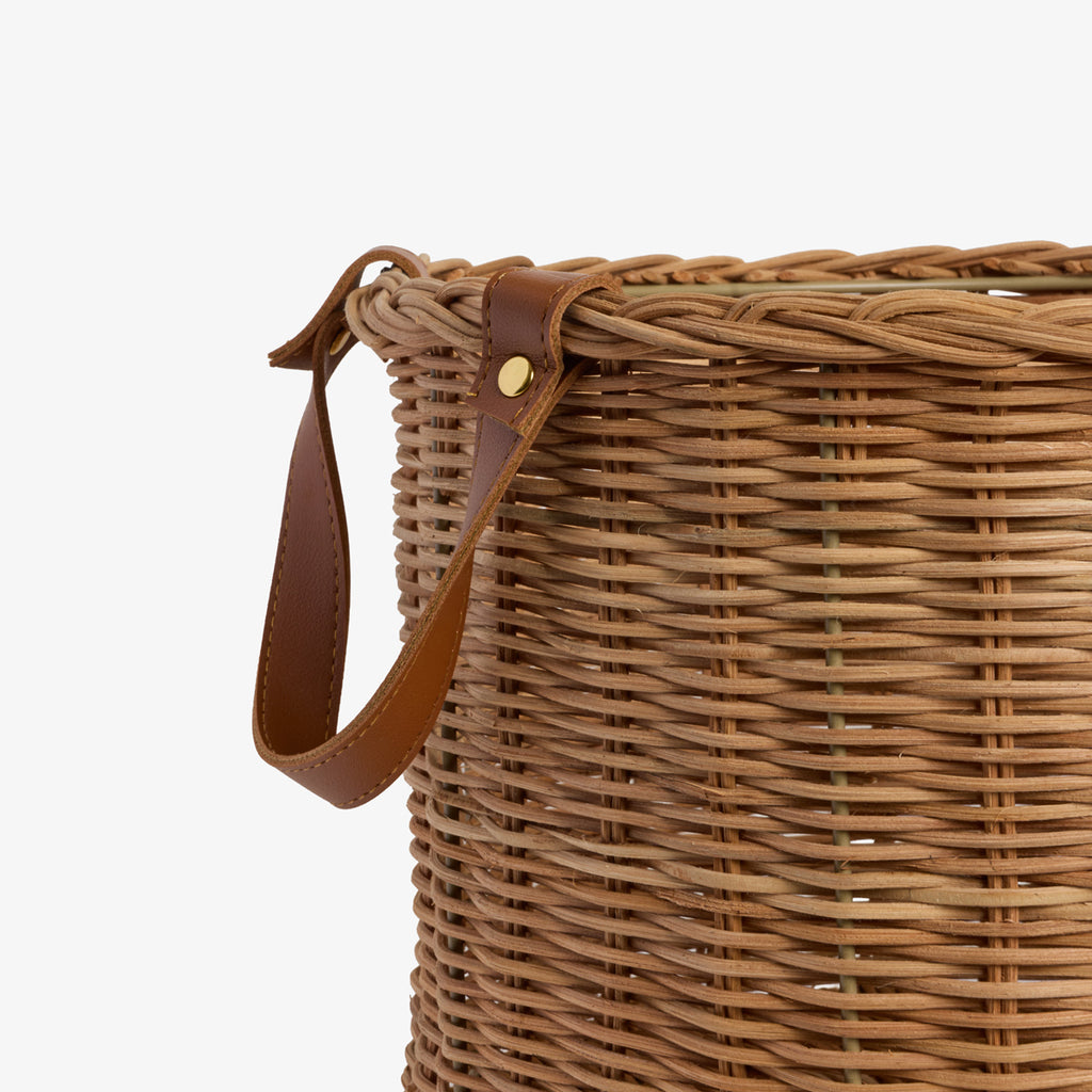Rattan Round Basket With Handles Close Up of Handle
