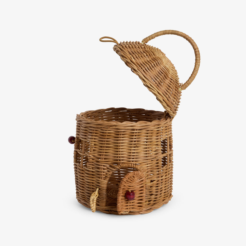 Rattan Round Baskets With Lids Front View Open