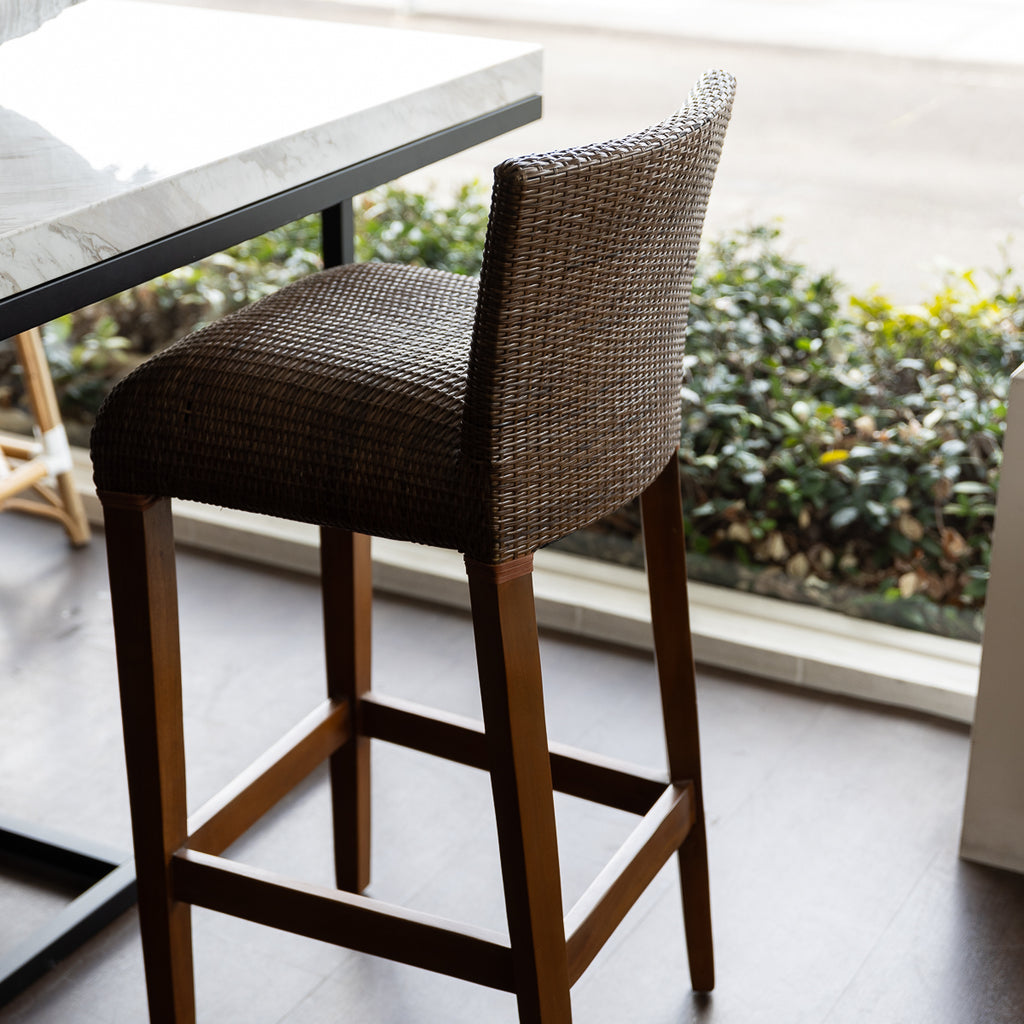 Rattan Venice Bar Stool Brown Styled