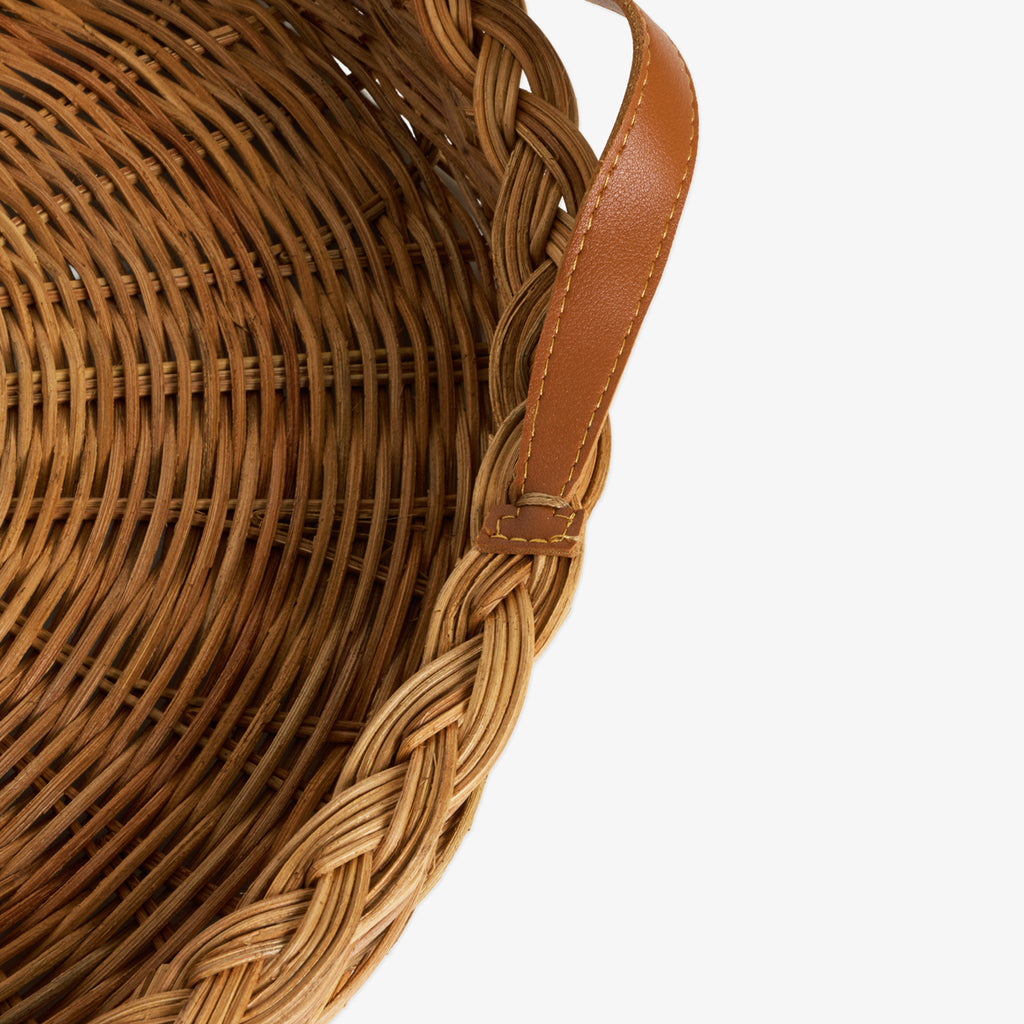 Rattan Woven Tray With Handles 44cm Close Up