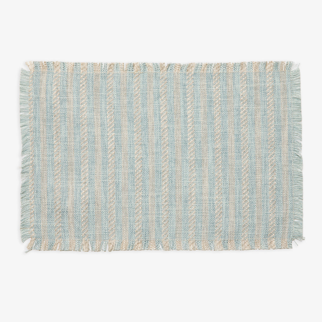 Fringe Rectangular Placemat (Blue & Natural) Front View