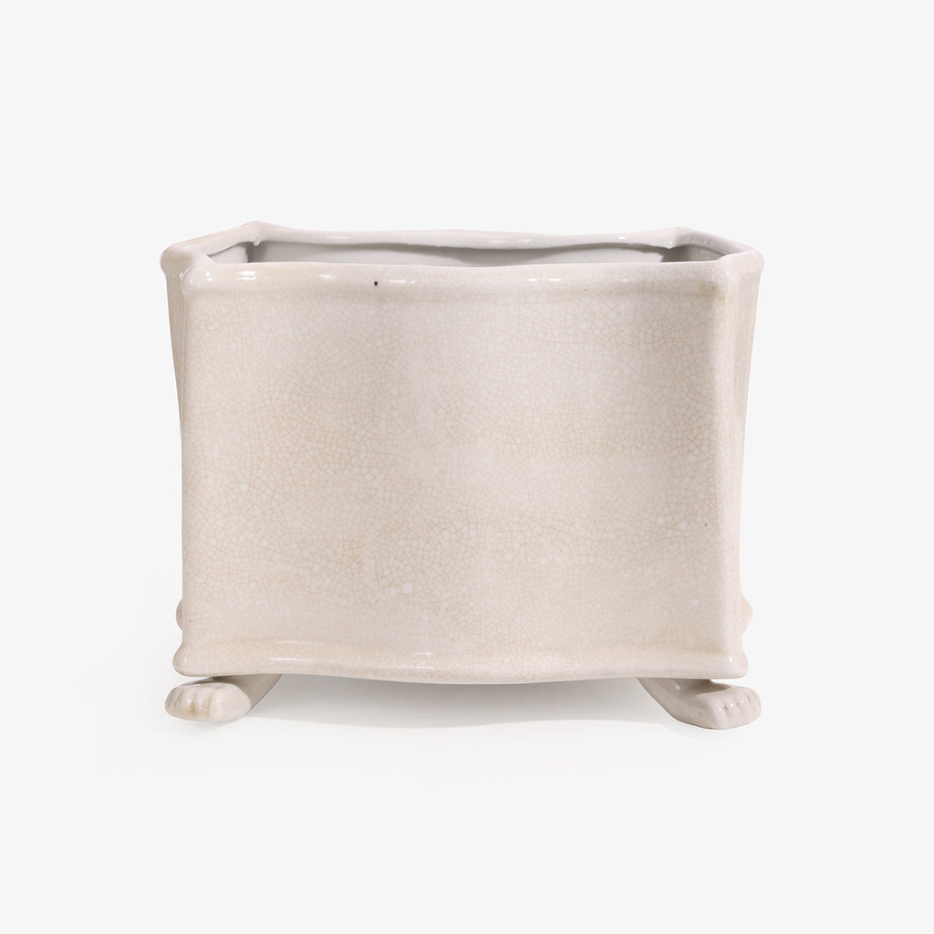 Rectangle Decorative Off-White Planter with Legs