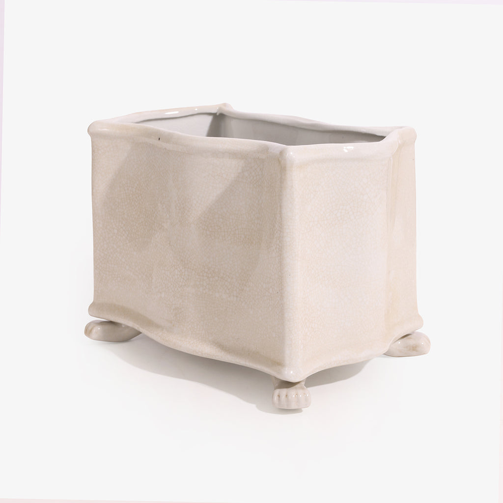 Rectangle Decorative Off-White Planter Corner View