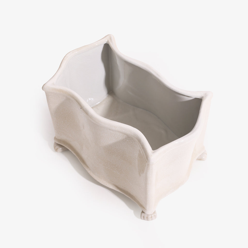 Rectangle Decorative Off-White Planter Inside Detail