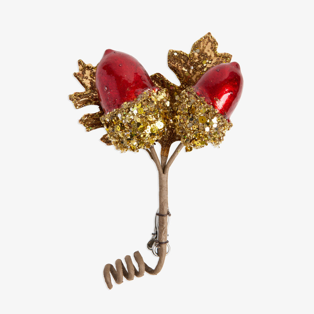 Acorn Ornament With Clip (Red) Top View