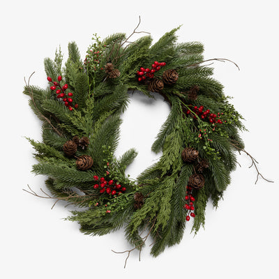 Red Berry Pine Wreath Front