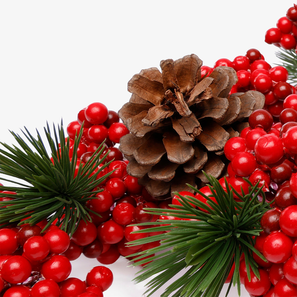 Red Berry Pinecone Cluster Picks Close Up