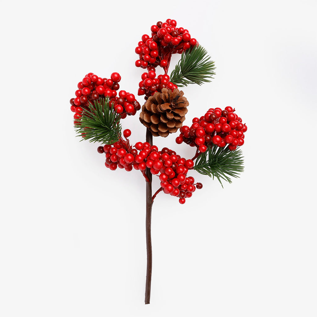 Red Berry Pinecone Cluster Picks 35cm