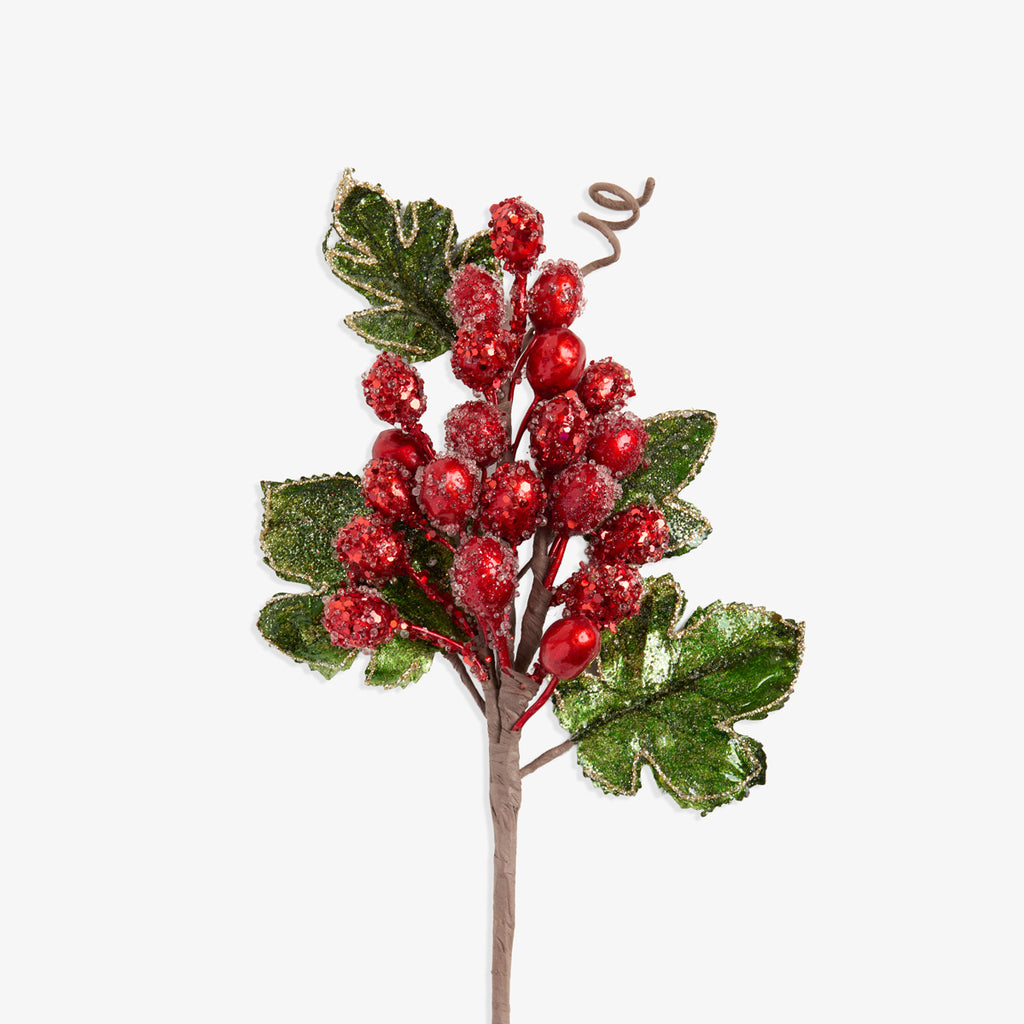 Artificial Christmas Grape Spray (Red) Close Up
