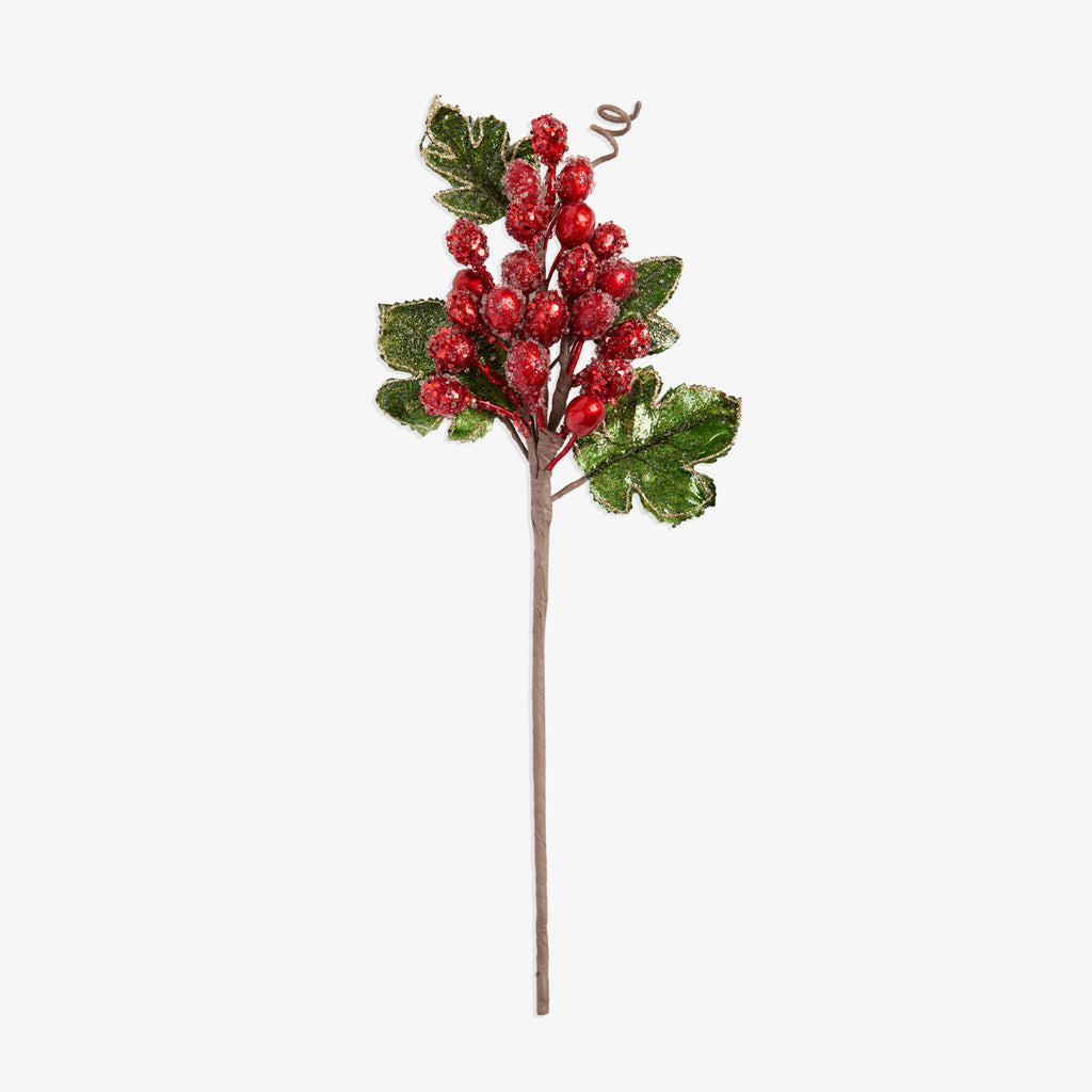 Artificial Christmas Grape Spray (Red) Top View