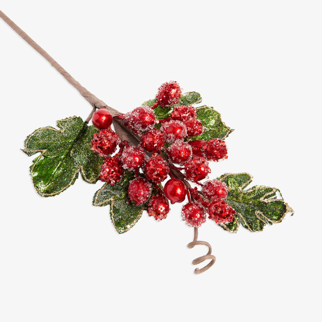 Artificial Christmas Grape Spray (Red) Close Up
