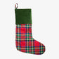 Red Tartan Stocking With Green Velvet Front View