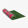 Red Tartan Table Runner With Green Velvet Front View