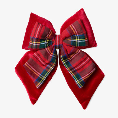 Tartan Bows With Red Velvet Front View