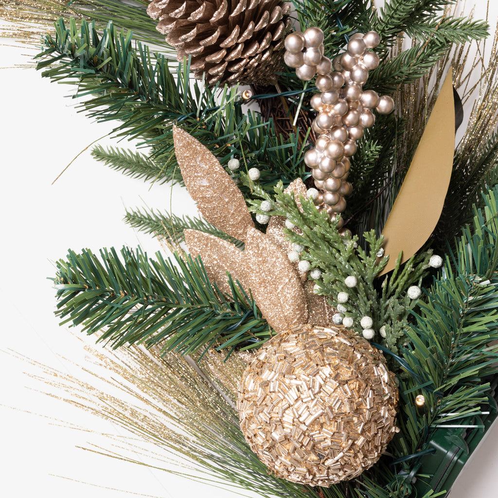 Regency Champagne Garland with Lights 180cm Close Up