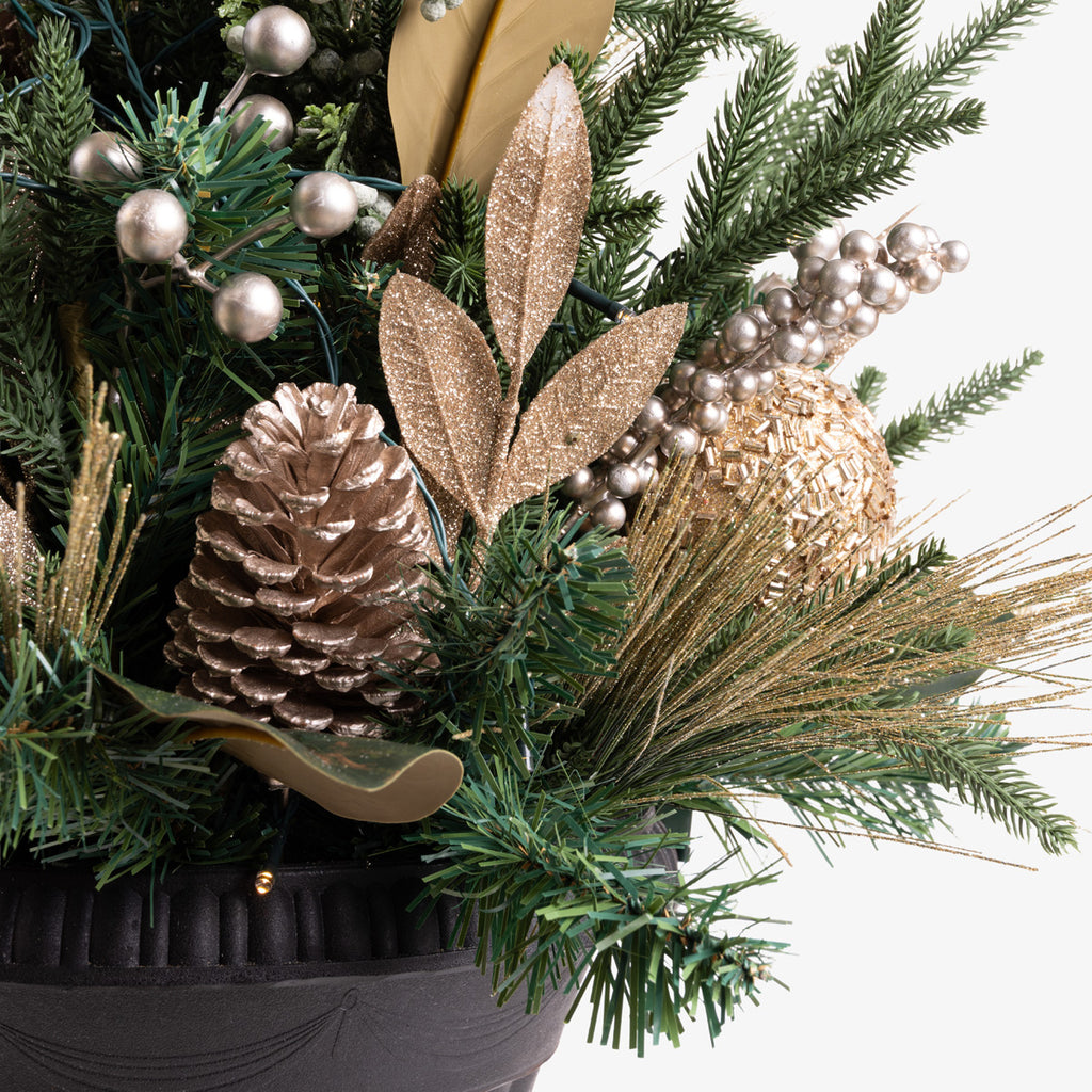 Regency Champagne Potted Arrangement with Lights 80cm Close Up
