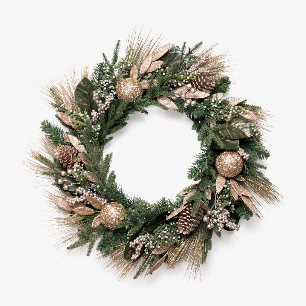 Regency Champagne Wreath with Lights 70cm