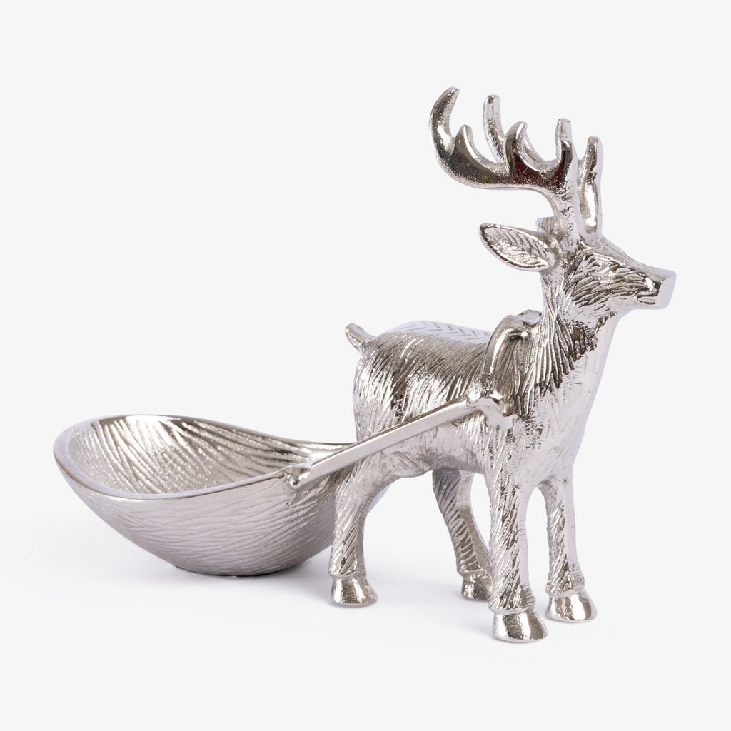 Reindeer Metal Bowl (Silver) Side